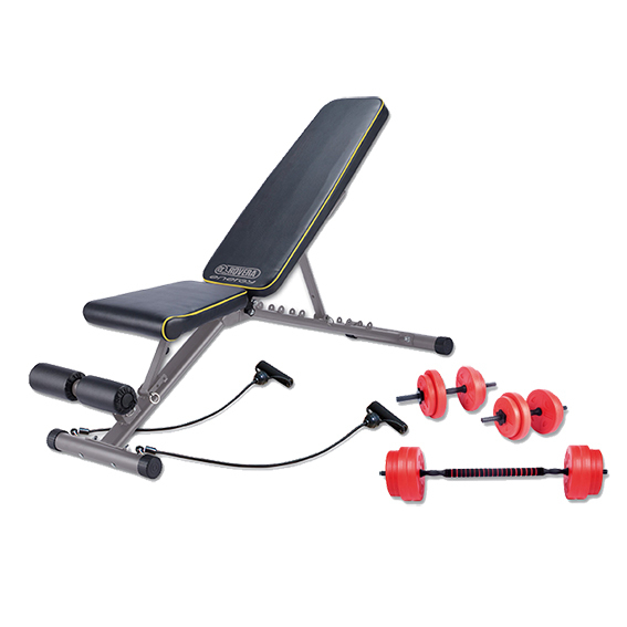 Panca Fit con manubri e pesi 