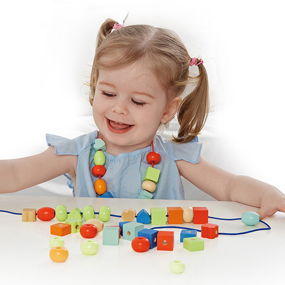 Confezione da 90 perle di legno 