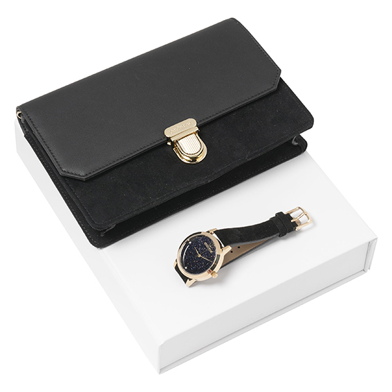 Set Borsa e Orologio Donna All Black 