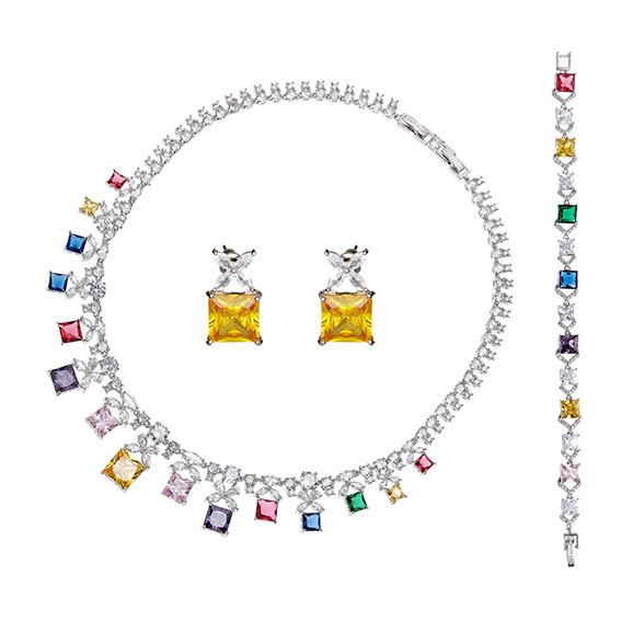 Parure con zirconi colorati 