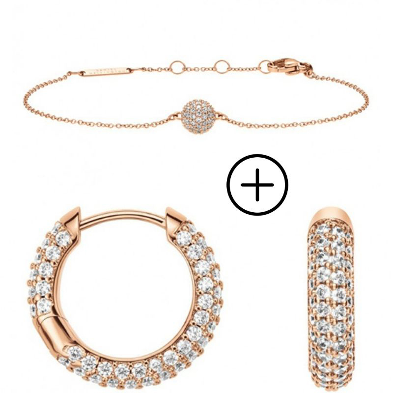 Set Orecchini e Bracciale Pavè Rose Gold 