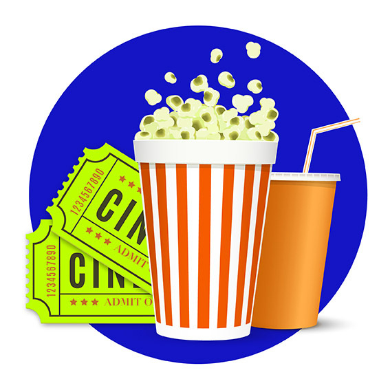 2 Biglietti Cinema con Popcorn e Bibite 
