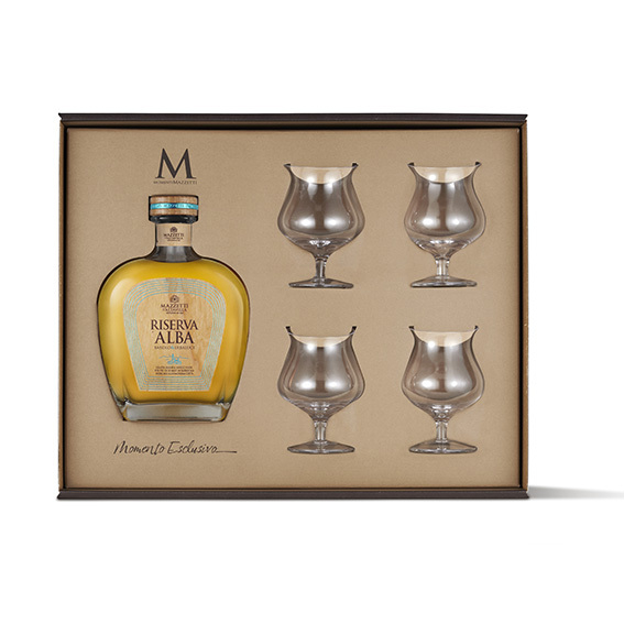 Grappa Riserva Alba con 4 Calici 