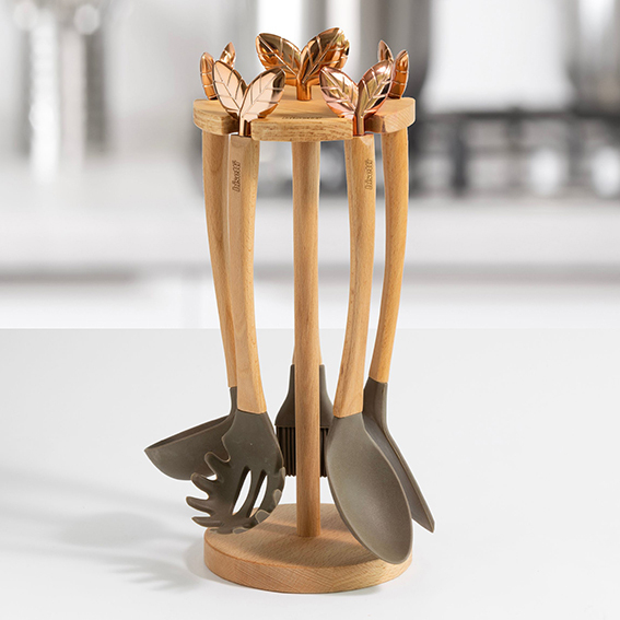 Porta Mestoli con Set 5 Pezzi 