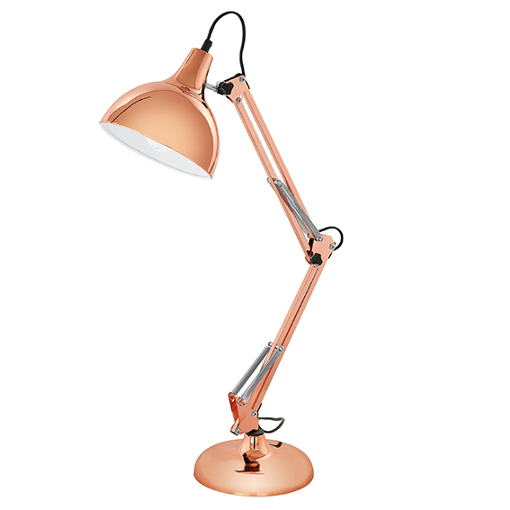 Lampada da tavolo regolabile in rame 