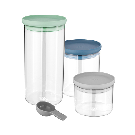 3 contenitori per alimenti in vetro