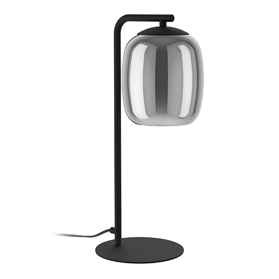 Lampada da tavolo nera con vetro grigio