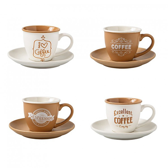 Set di 4 tazzine Caffè assortite