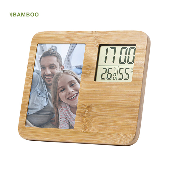 Stazione Meteo in bamboo con portafoto