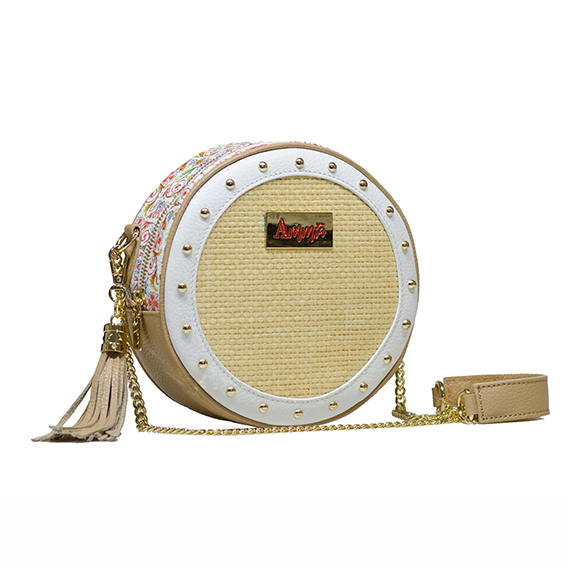 Round Bag in paglia e pelle