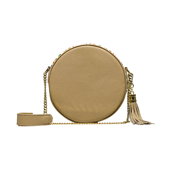 Round Bag in paglia e pelle