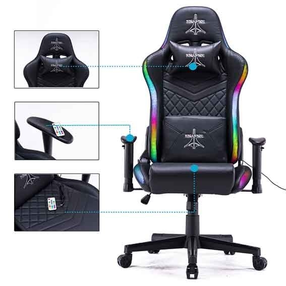 Sedia Gaming ergonomica con luci a Led