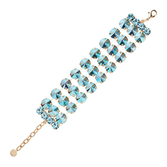 Bracciale dorato con cristalli azzurri