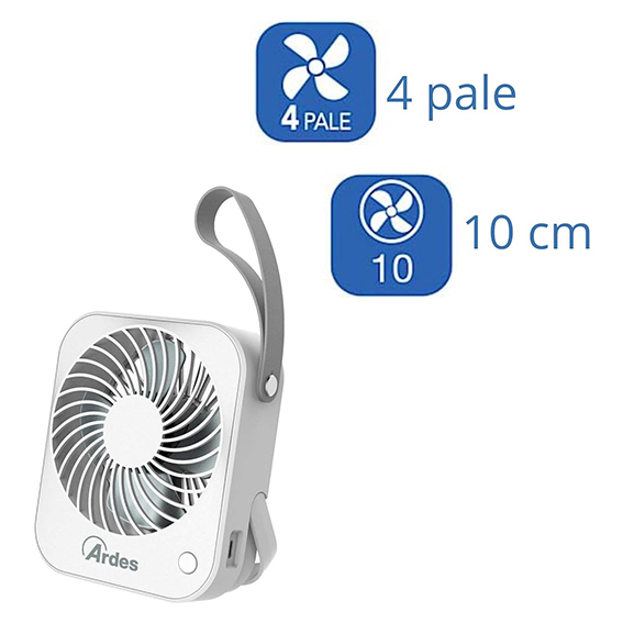 Ventilatore portatile a batteria 3 velocità