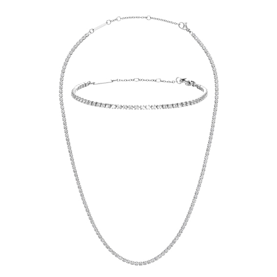 Set Collana e Bracciale Tennis Silver