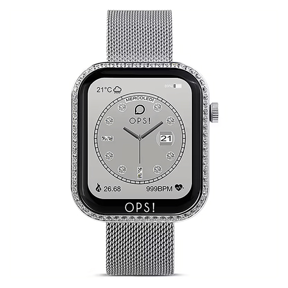 Smartwatch Silver Diamonds