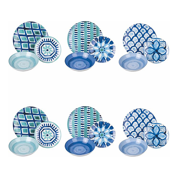 Servizio piatti 18 pezzi Aquazul