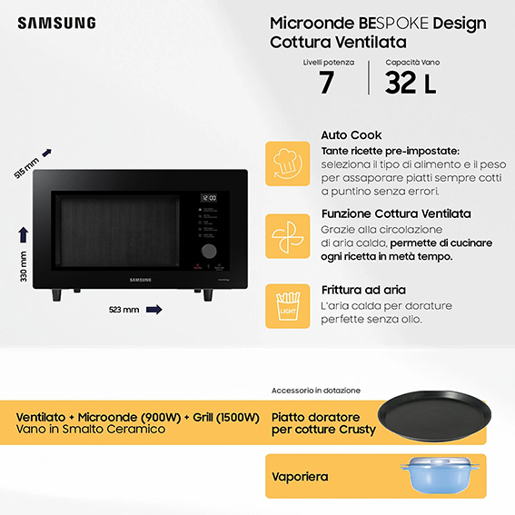 Forno Microonde 900W 32L Multifunzione