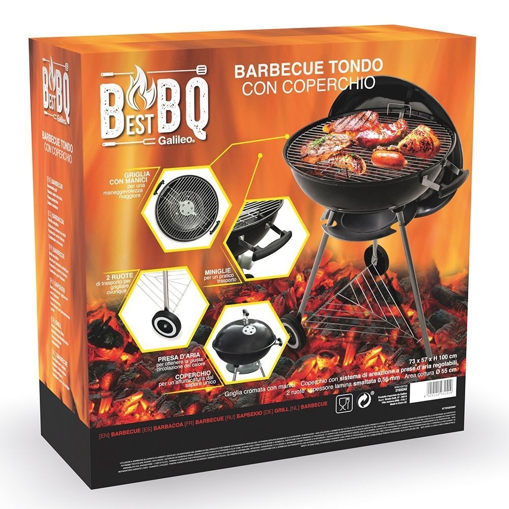 Barbecue con coperchio e ruote BEST
