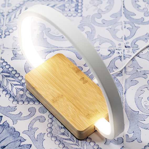 Lampada bamboo caricabatterie con LED