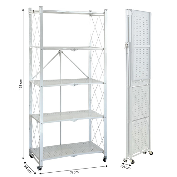 Scaffale pieghevole in metallo 5 ripiani