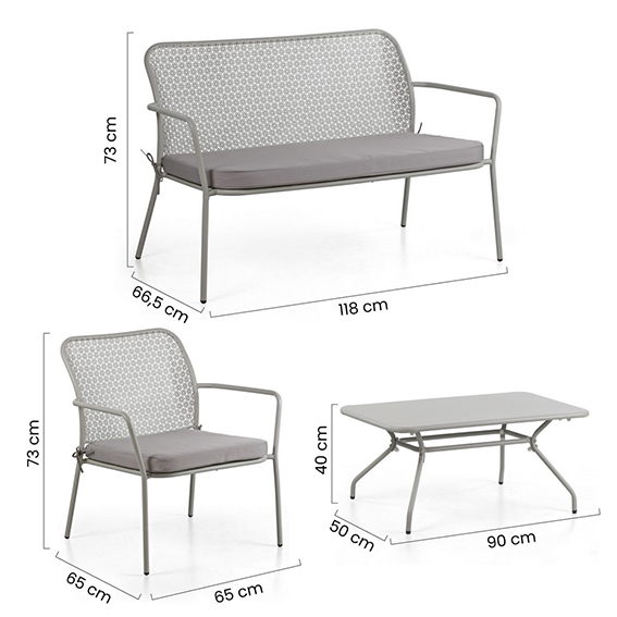 Set da giardino in acciaio ARMONYA