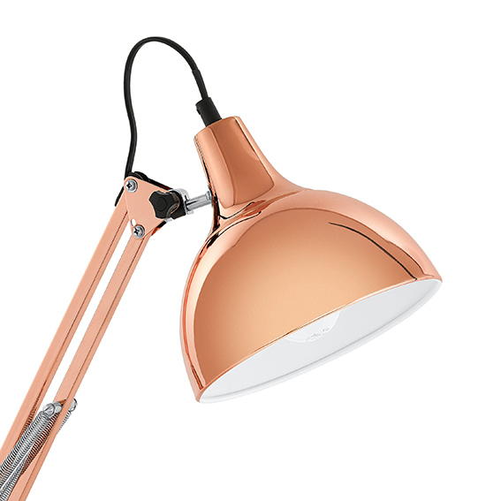 Lampada da tavolo regolabile in rame
