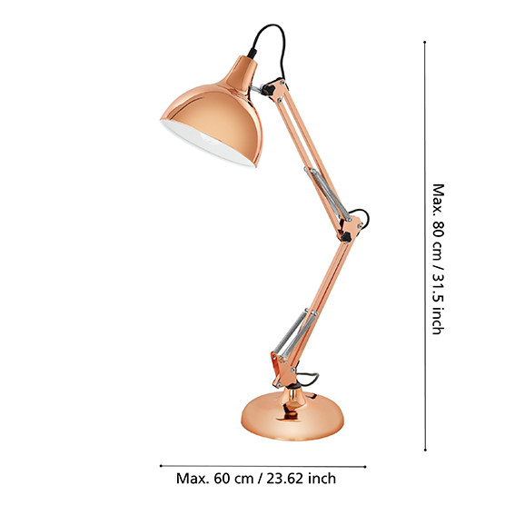 Lampada da tavolo regolabile in rame