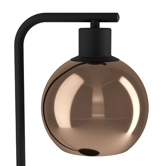 Lampada da tavolo nera con vetro rame
