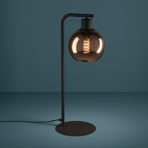  Lampada da tavolo nera con vetro rame