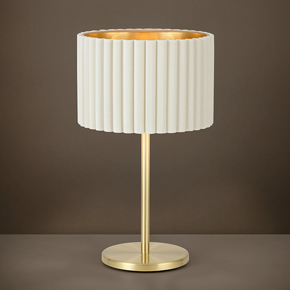 Lampada da tavolo ottone velluto bianco