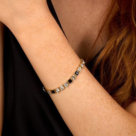 Bracciale Crystals Dorato e Nero